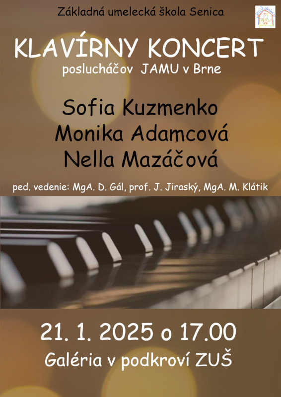 Klavírny koncert poslucháčov JAMU v Brne - Sofia Kuzmenko, Monika Adamcová, Nella Mazáčová