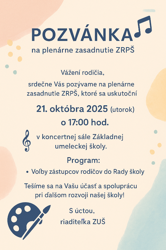 Pozvánka na plenárne zasadnutie ZRPŠ